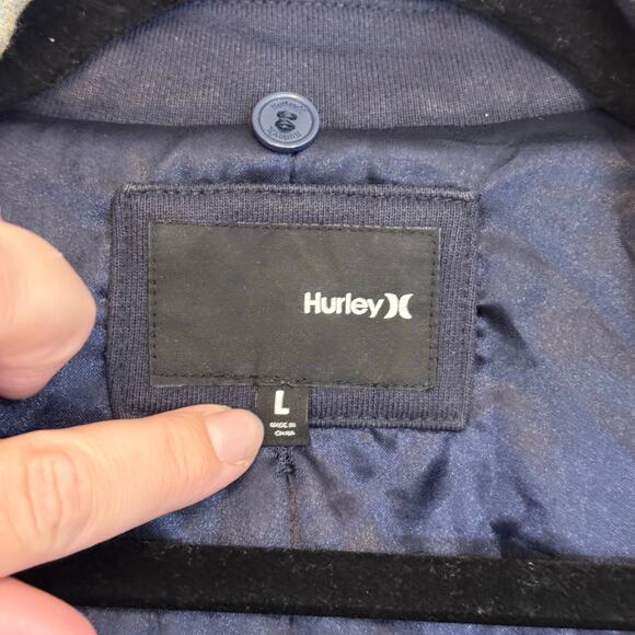 Hurley Pea Coat Womens L Blue Collared Double Breasted Outdoor Removable Hood - Picture 8 of 9